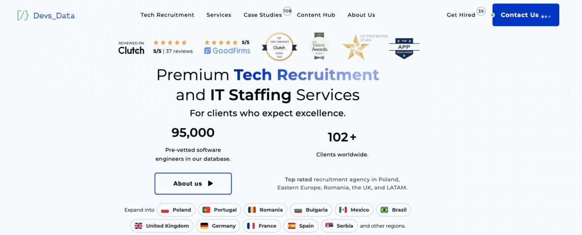 DevsData LLC website screenshot
