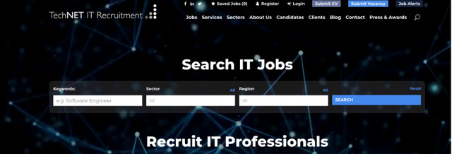 TechNET IT Recruitment website screenshot