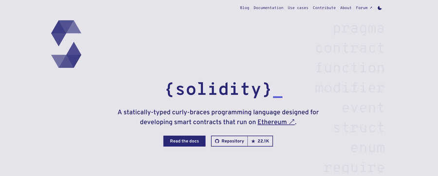 Solidity website screenshot