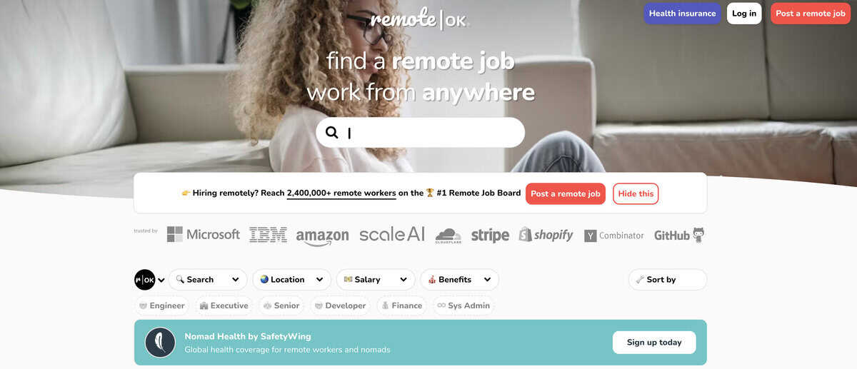 RemoteOK website screenshot