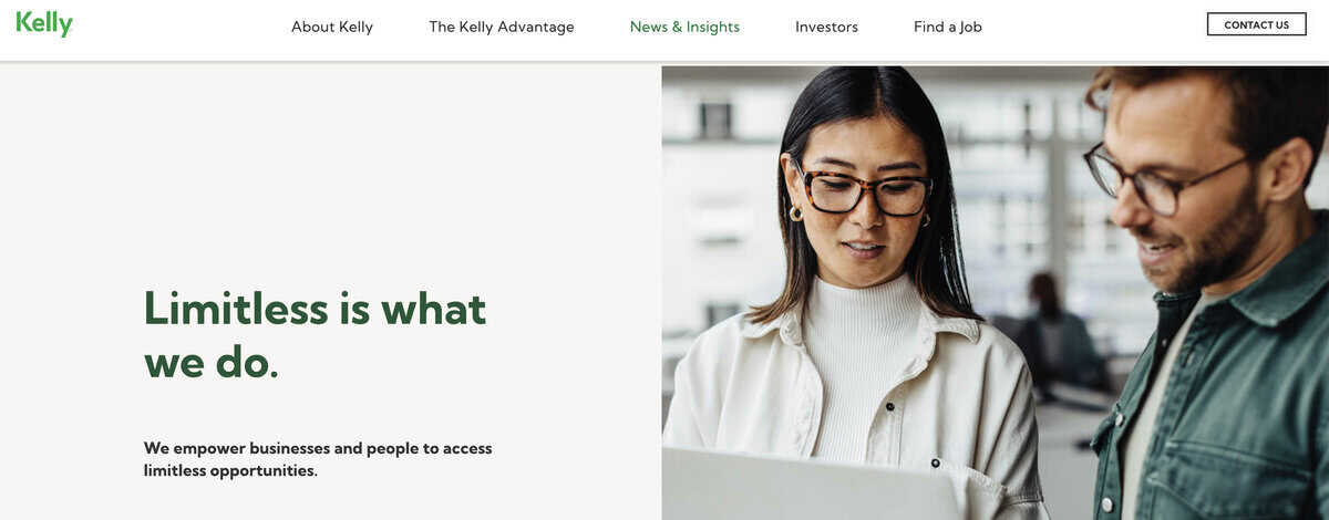 Kelly Services website screenshot