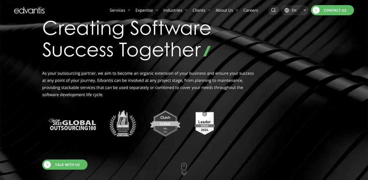 Edvantis Website screenshot