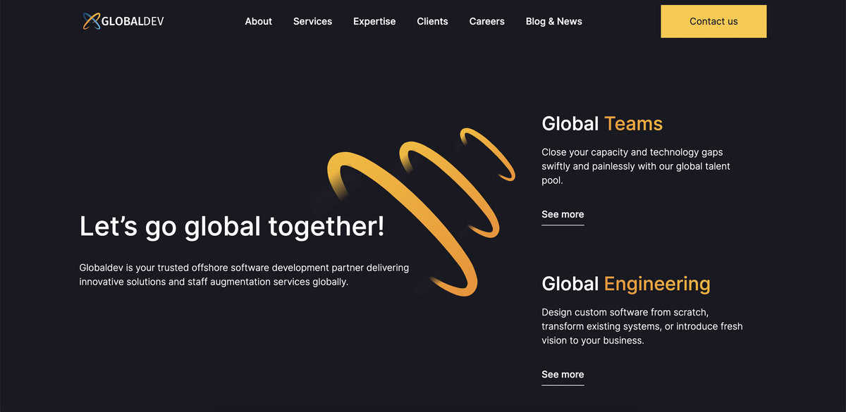 Global Dev's website screenshot