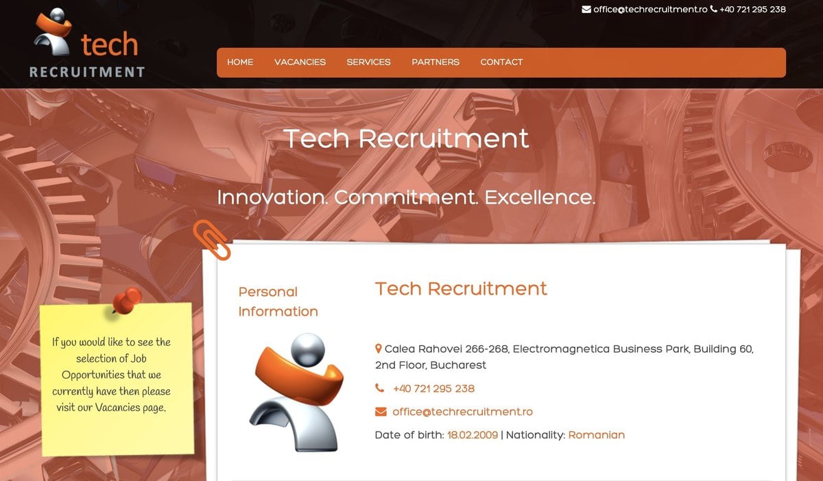 Tech Recruitment website screenshot