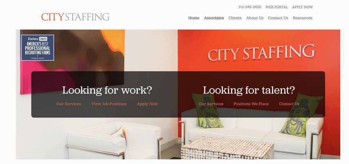City Staffing website screenshot