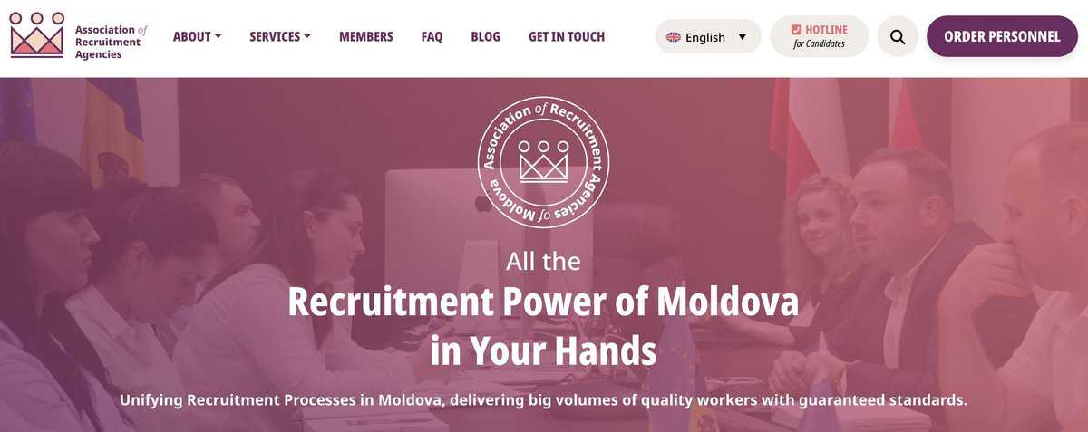 Association of Recruitment Agencies of Moldova home page screenshot