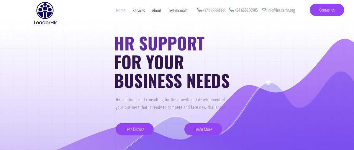 LeaderHR home page screenshot