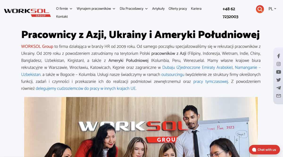 Worksol group website screenshot