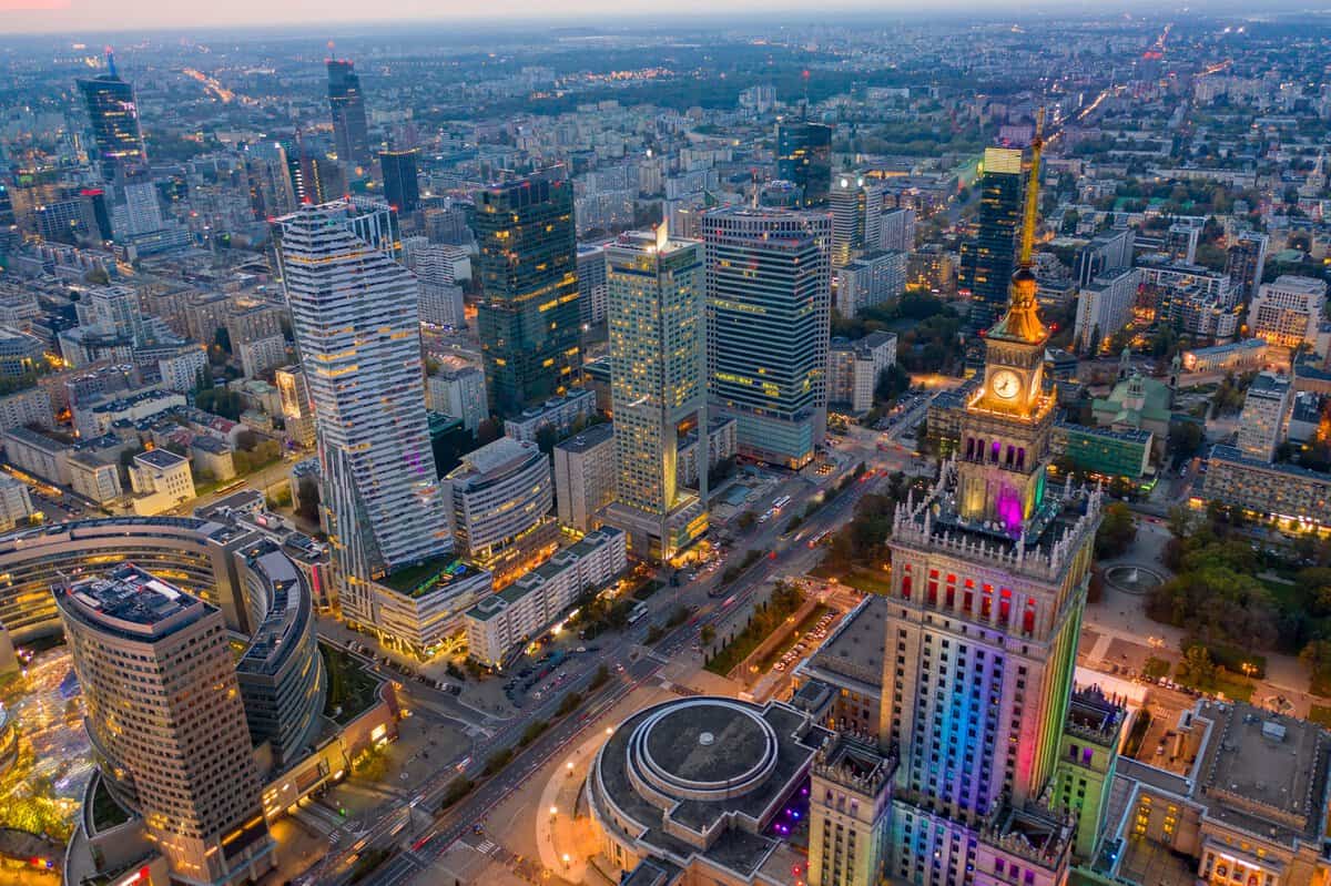 Warsaw skyscrapers and centre