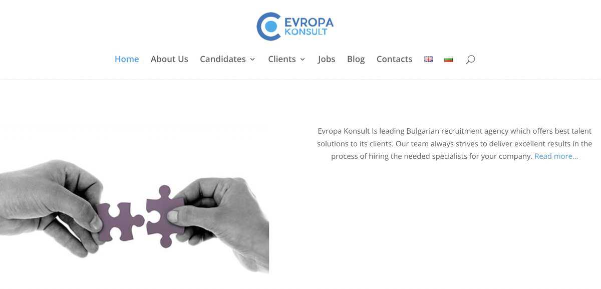 Evropa Konsult home page screenshot