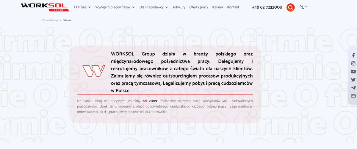 Worksol group website screenshot