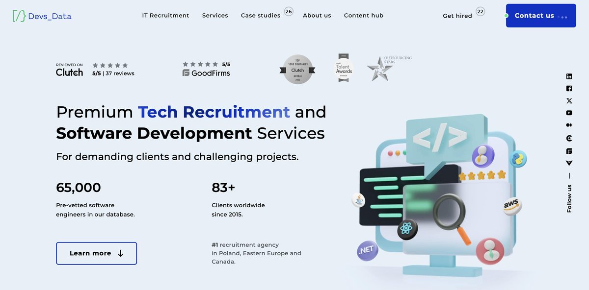 DevsData IT recruitment website screenshot