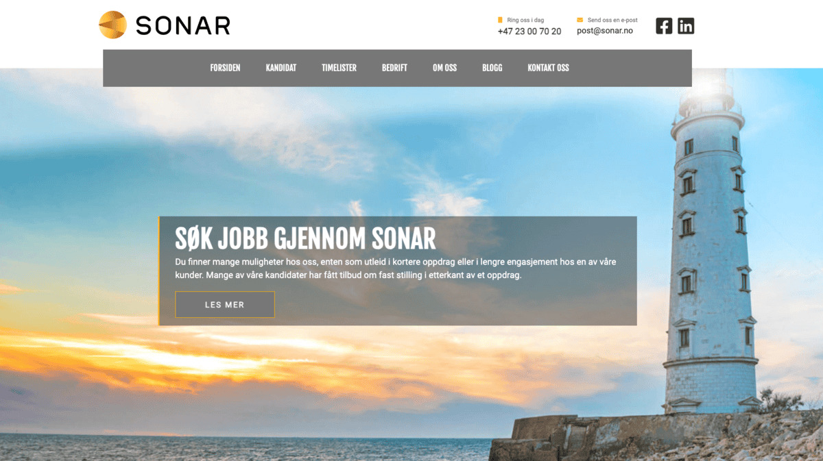 Sonar Home Page Screenshot