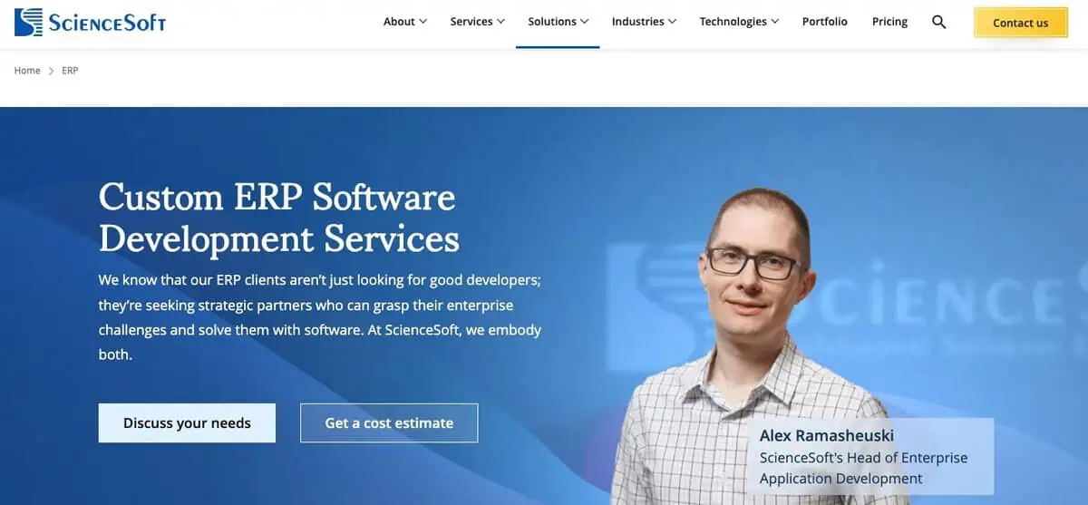 Sciencesoft webpage