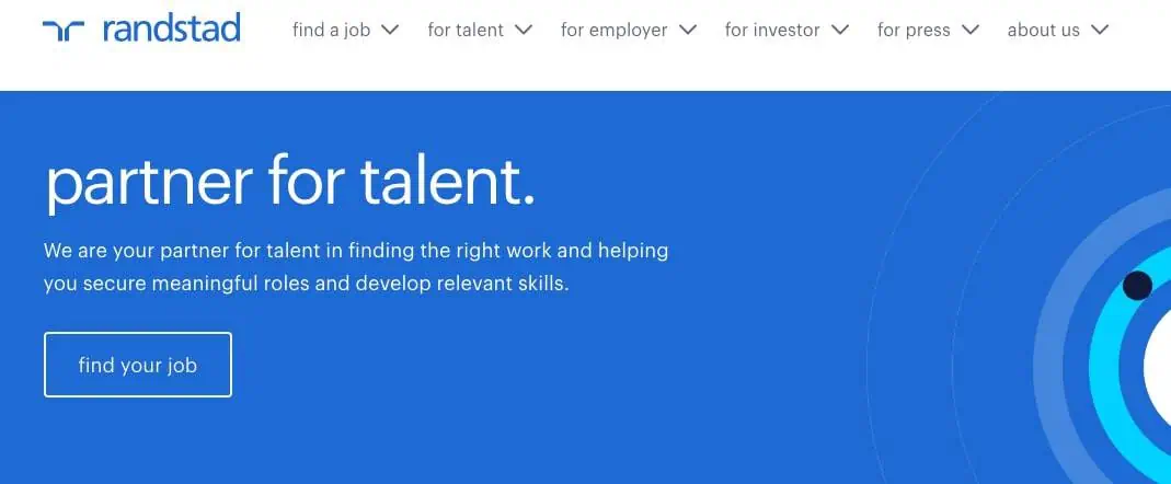 Randstad webpage