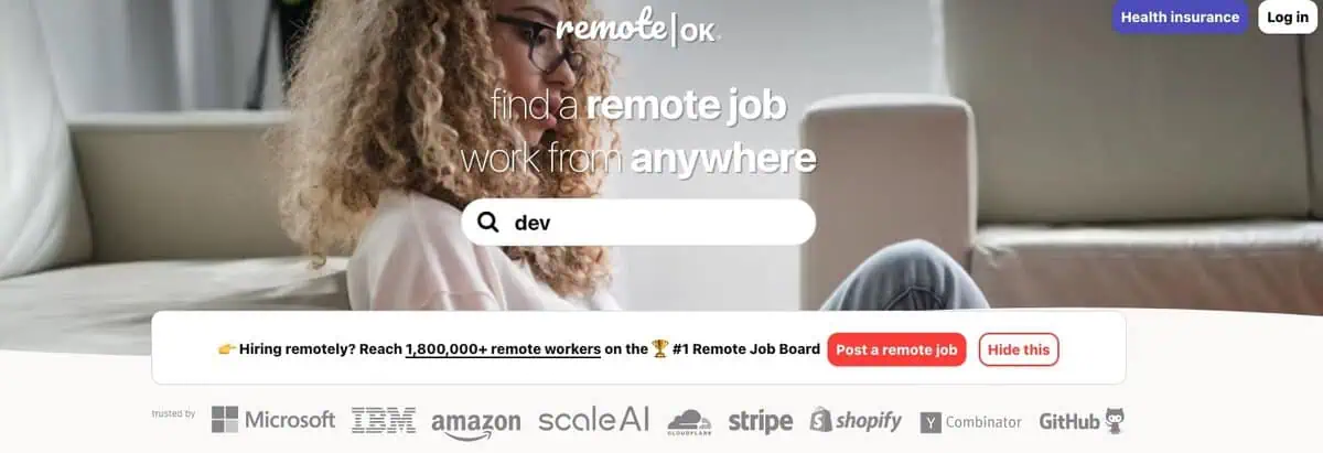 Remoteok webpage