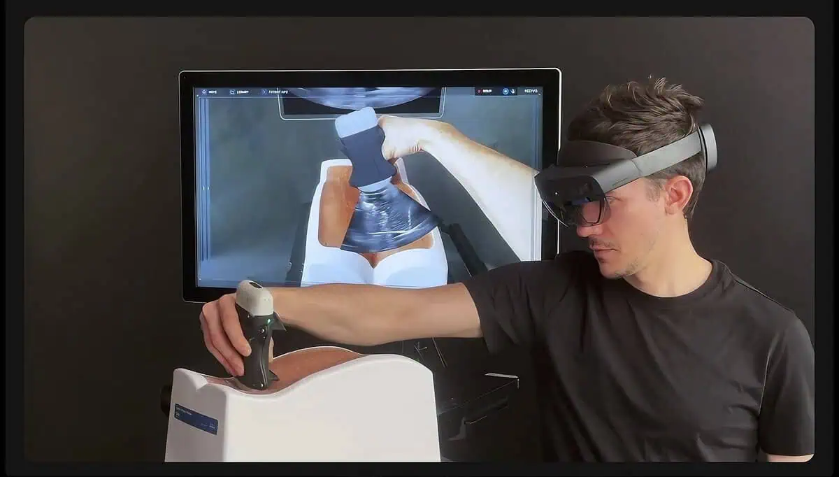 Woman using VR glasses