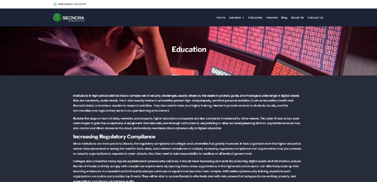 Secnora webpage