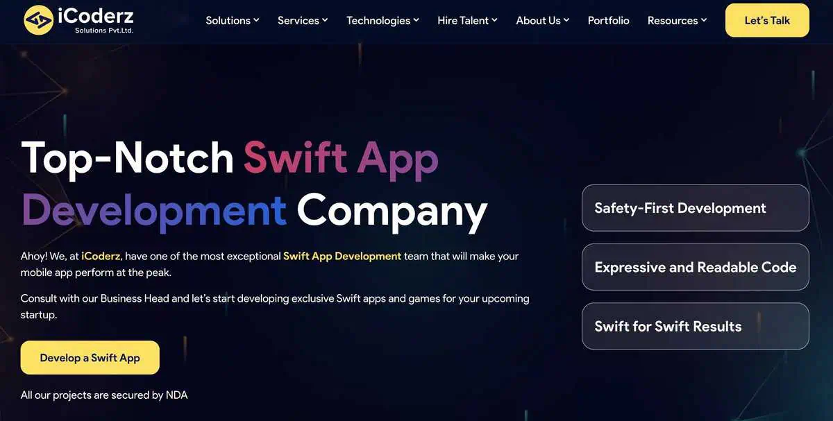 iCoderz webpage