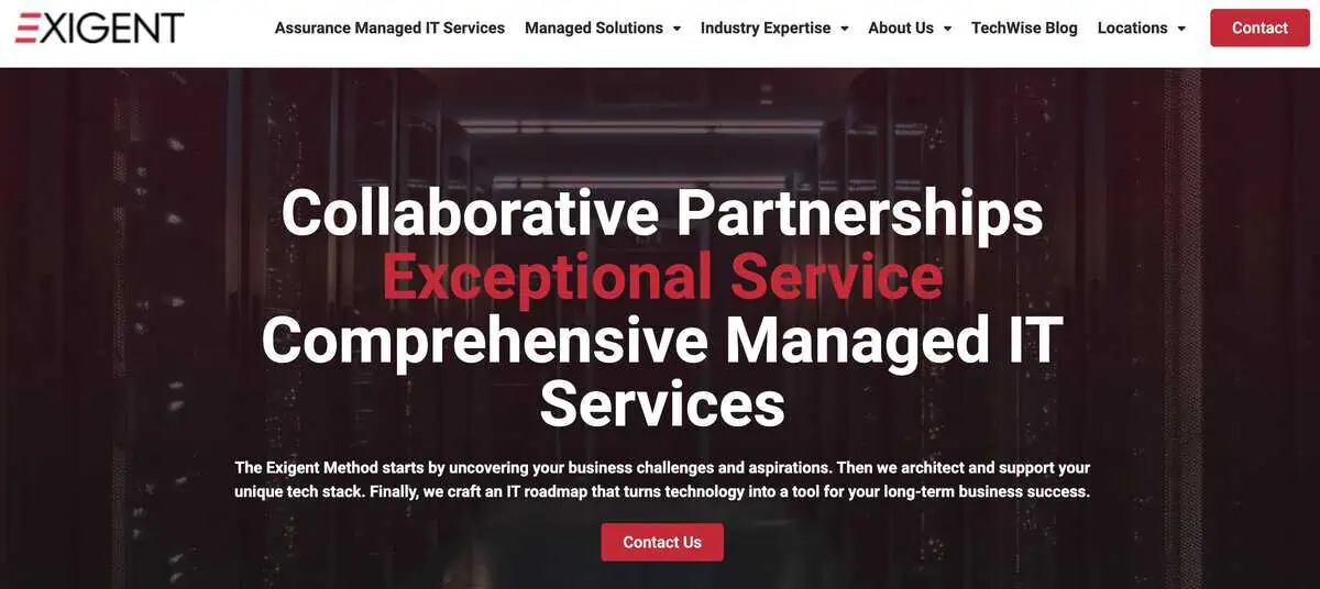 Exigent webpage