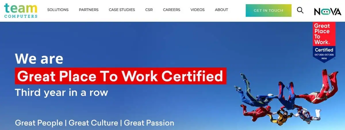 Team Computers webpage