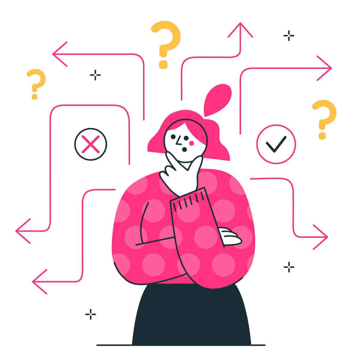 Illustration showing a person choosing between different paths, symbolizing mindset choice. testimonial