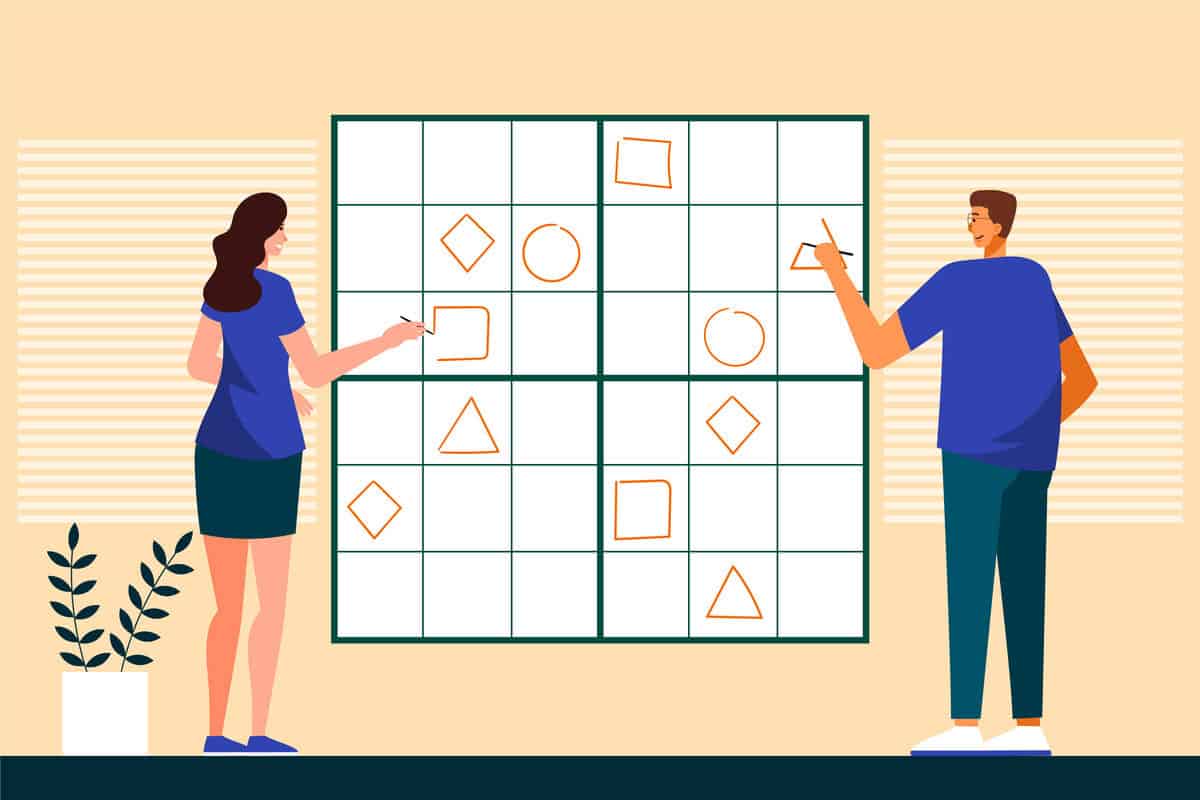 Cartoon illustration comparing project and product mindset puzzles. testimonial