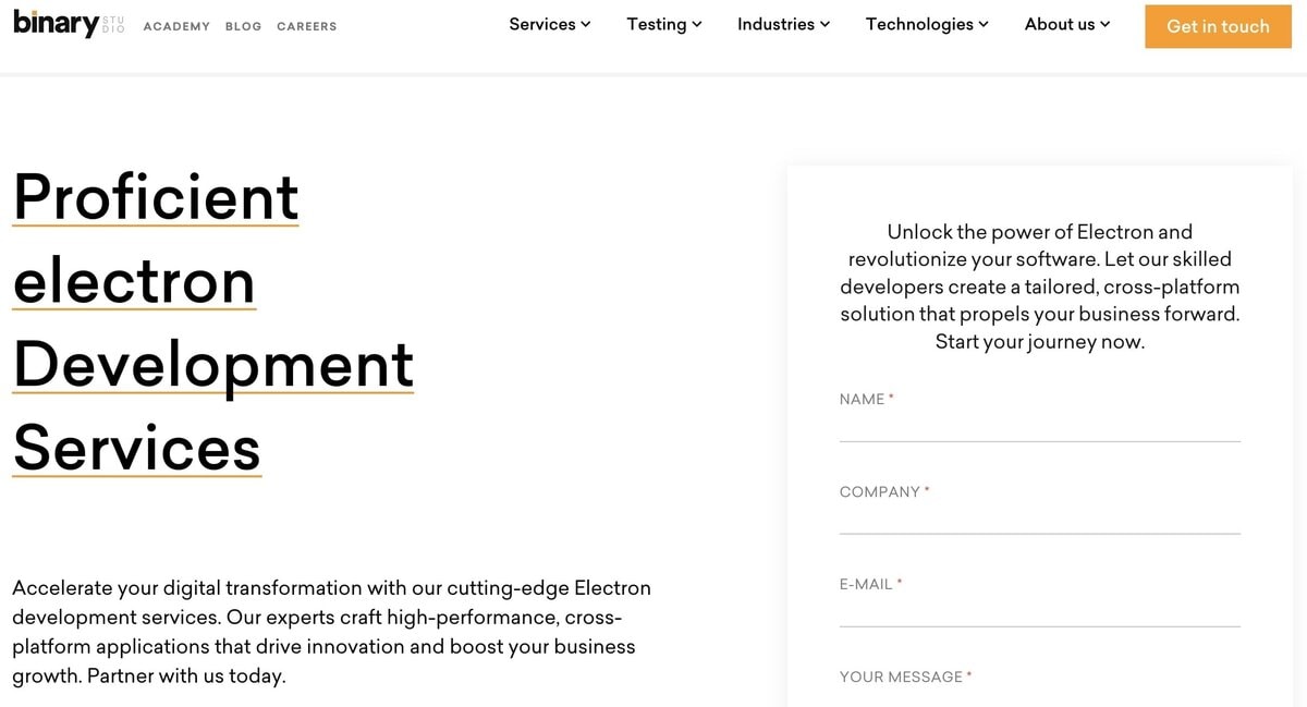 Binary website testimonial