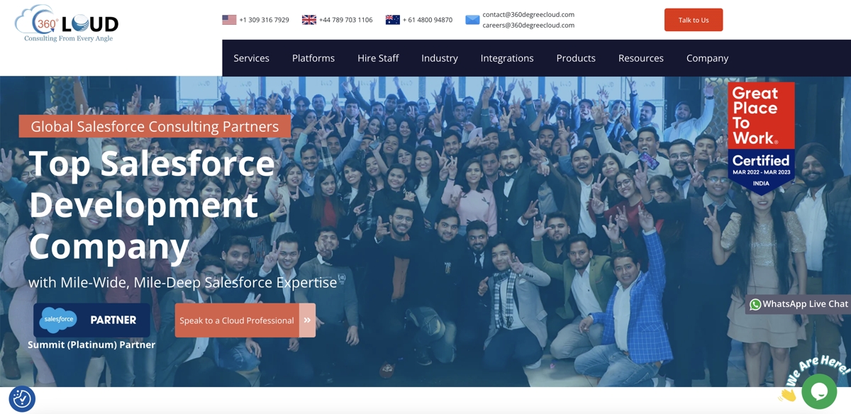 360 Degree Cloud website screenshot testimonial