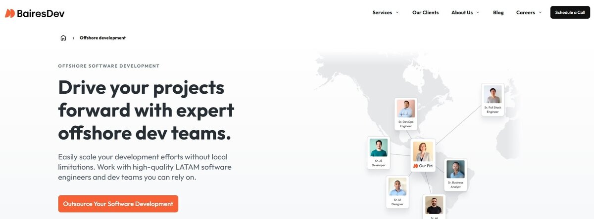 BairesDev website screenshot testimonial
