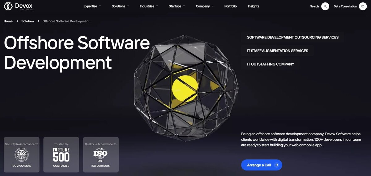Devox website screenshot testimonial