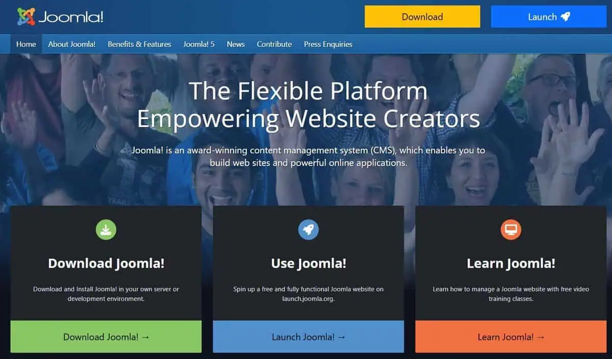 Joomla webpage.