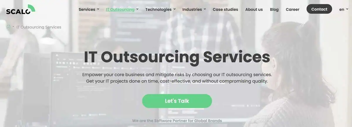 Screenshot of Scalo IT Outsourcing Services homepage.