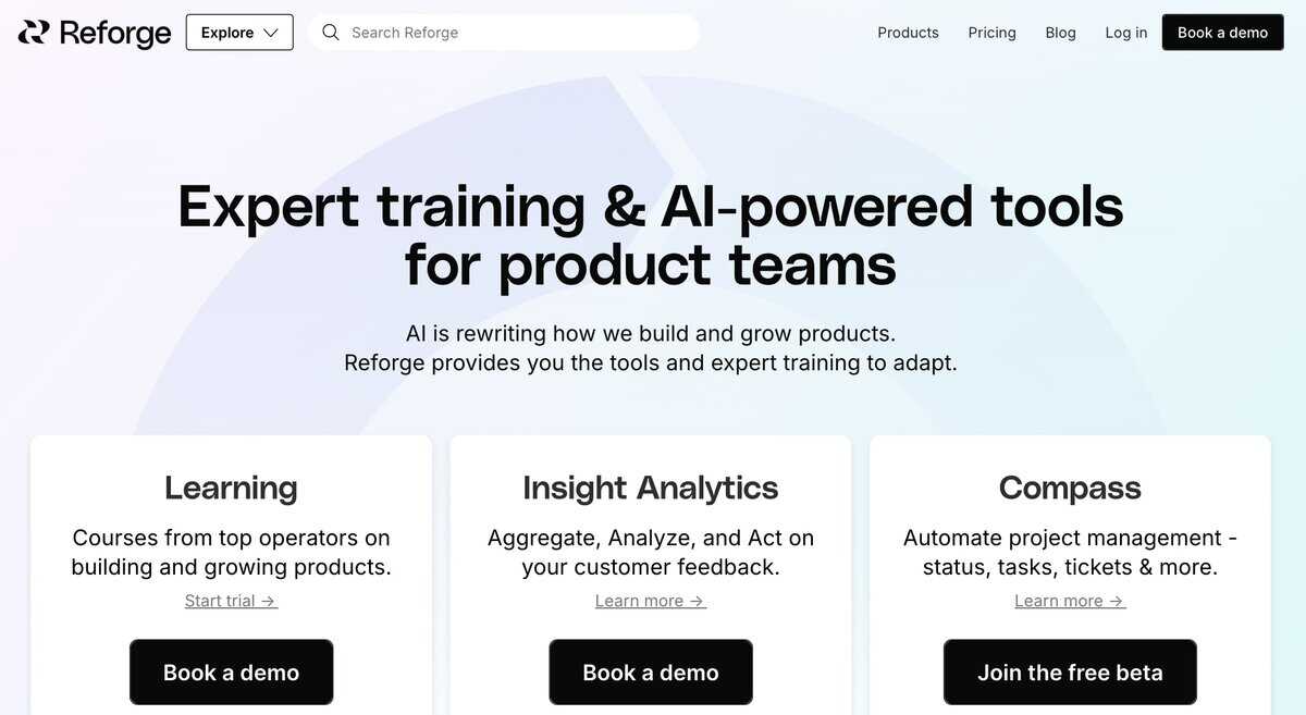 Reforge Webpage testimonial