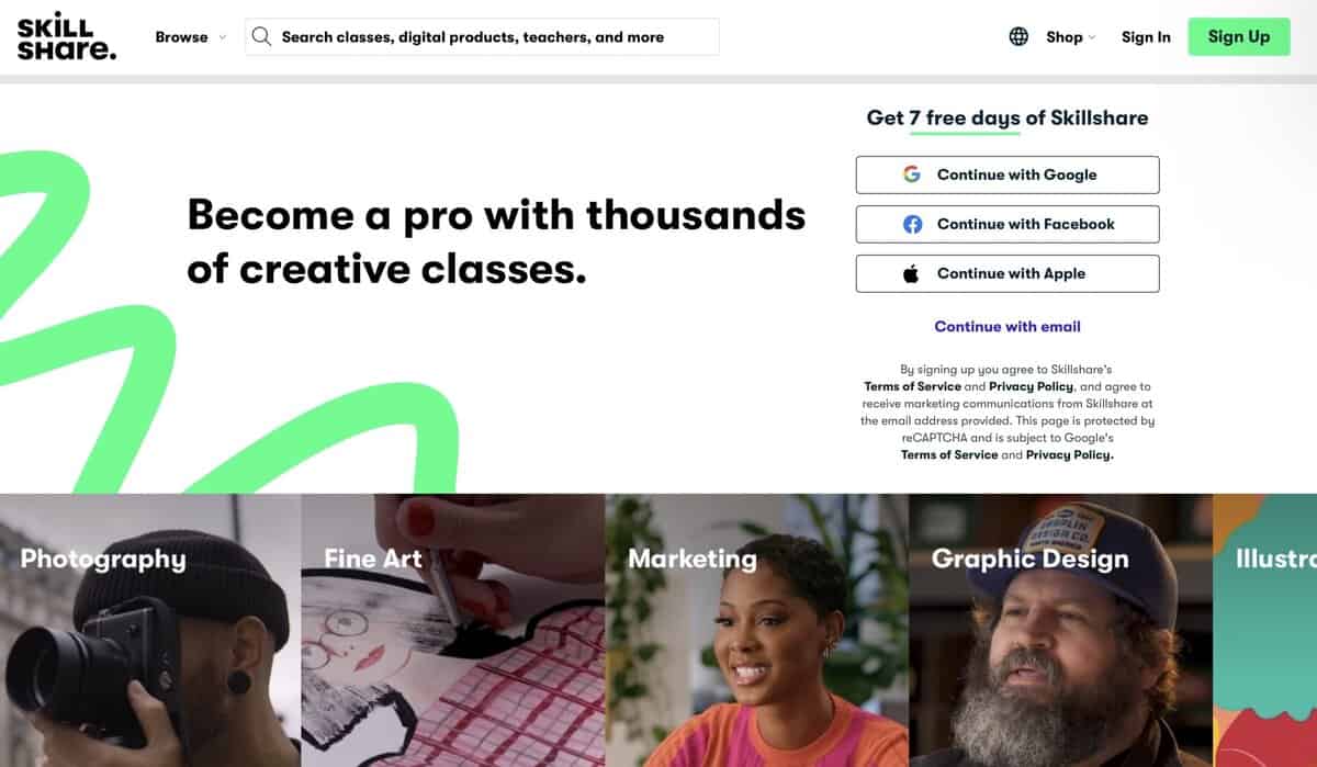 skillshare Webpage testimonial