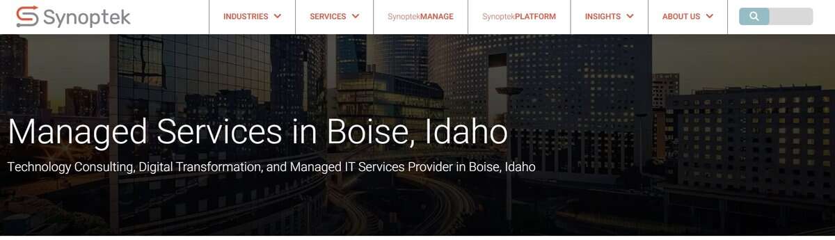 Synoptek Webpage testimonial