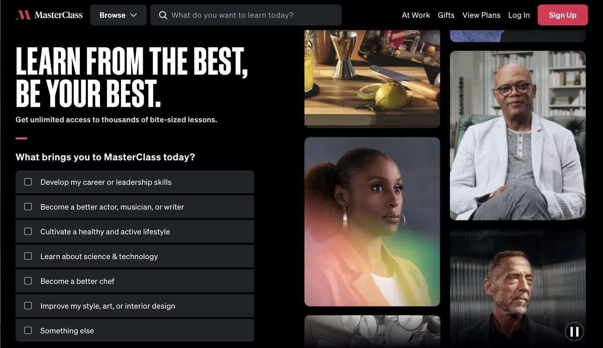 masterclass Webpage testimonial