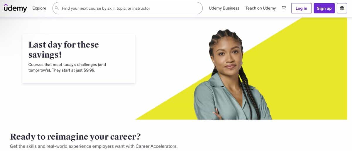 udemy Webpage testimonial