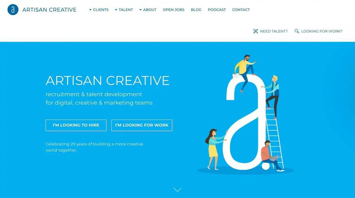 Artisan Creative website screen