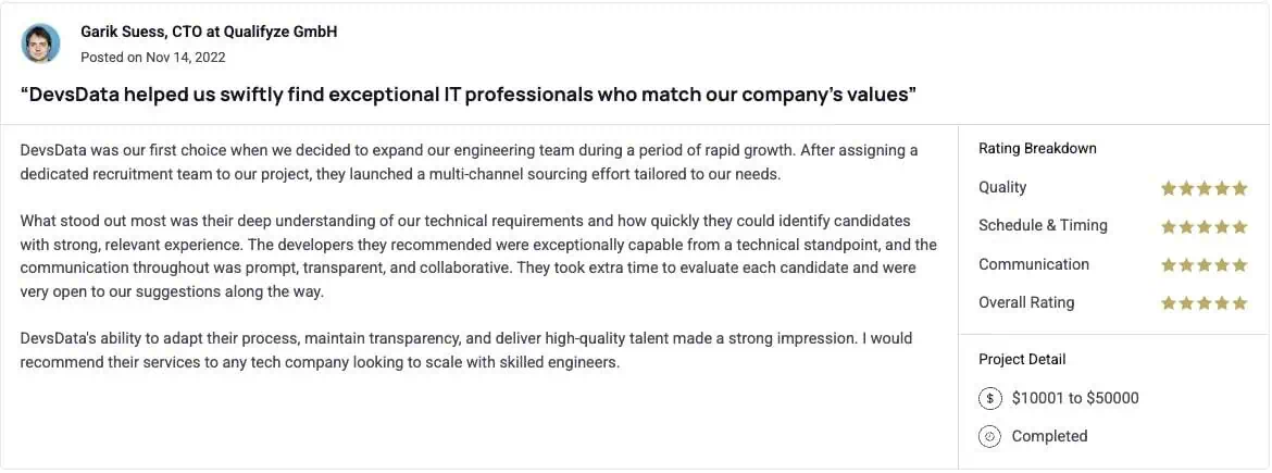 Qualifyze Testimonial