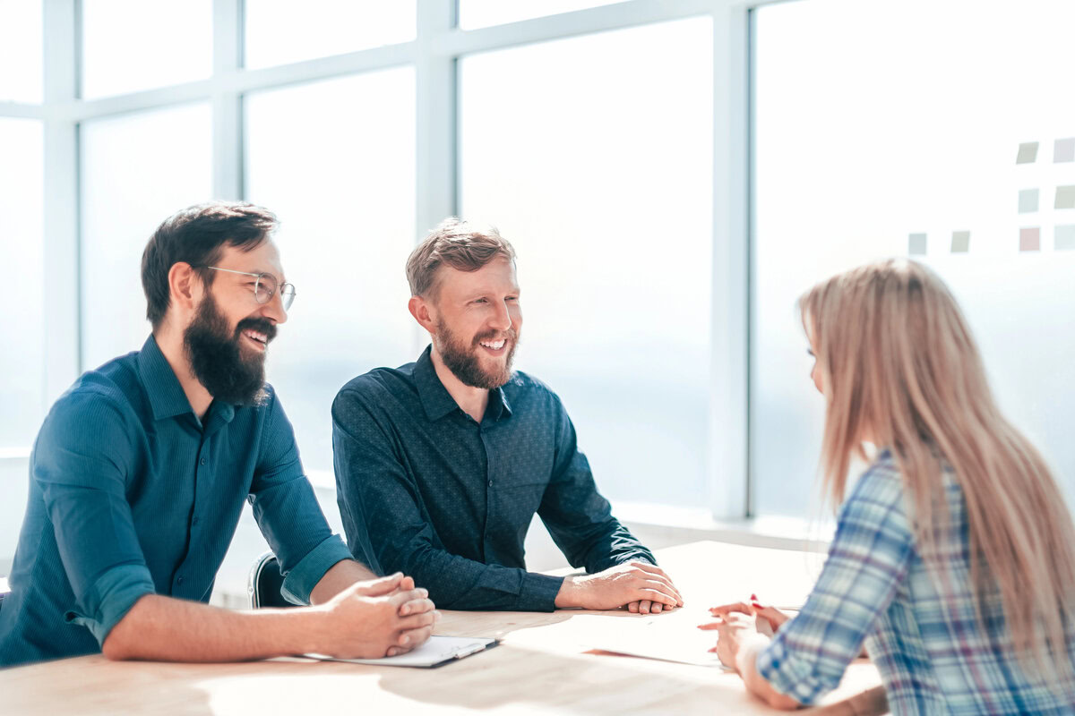 Interview in an office. testimonial