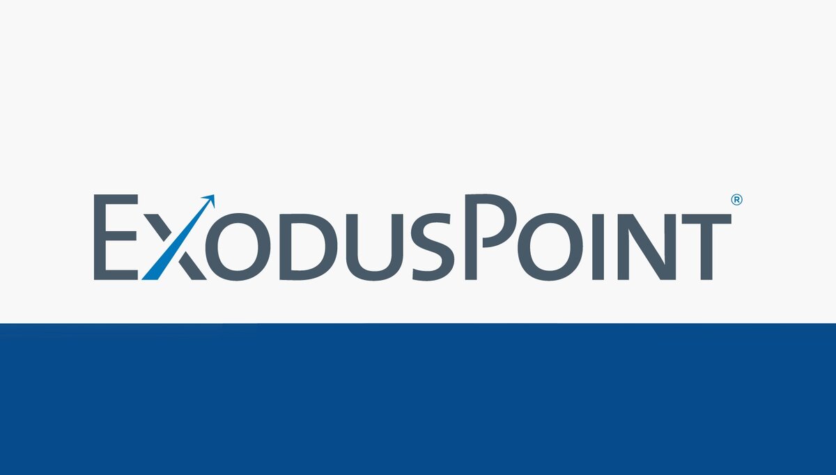 ExodusPoint logo on a blue and white background. testimonial