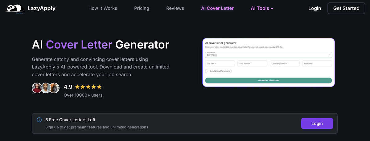 LazyApply Website testimonial