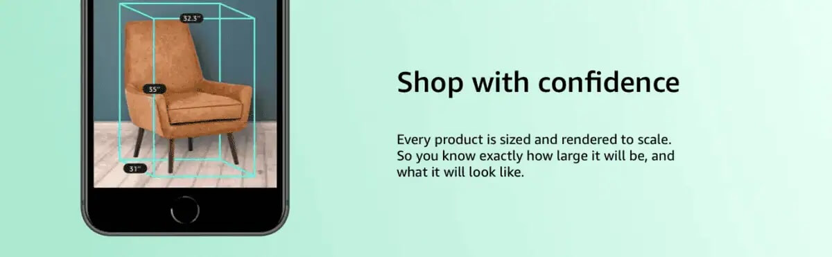 Amazon AR View in app. testimonial