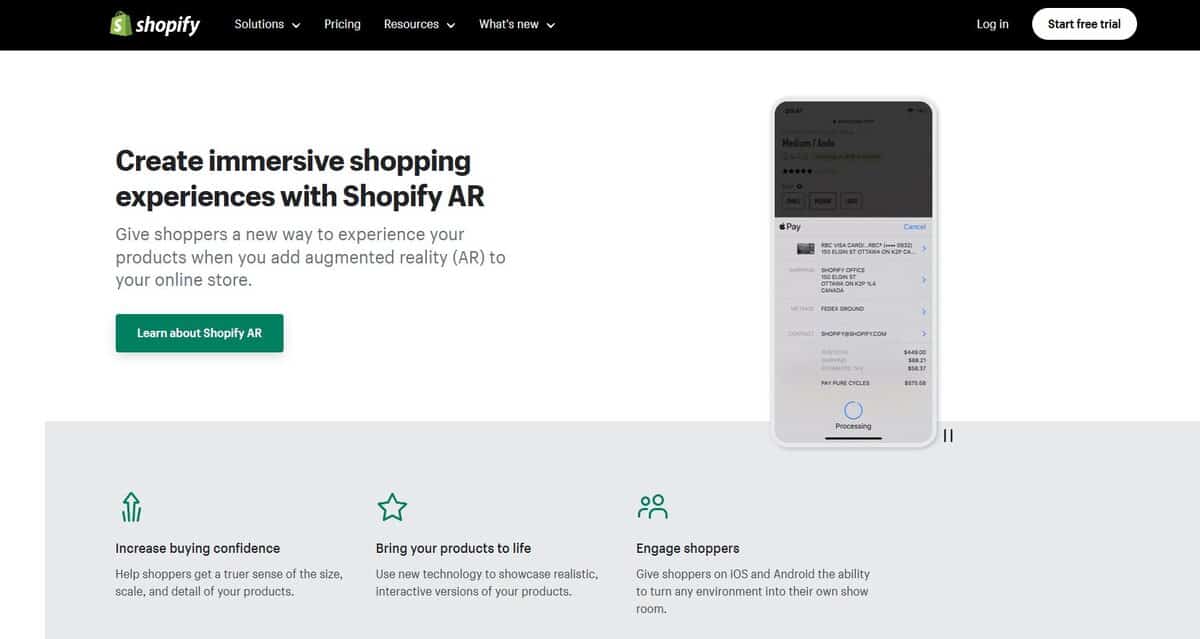 Merchant AR and 3D platforms from Shopify. testimonial