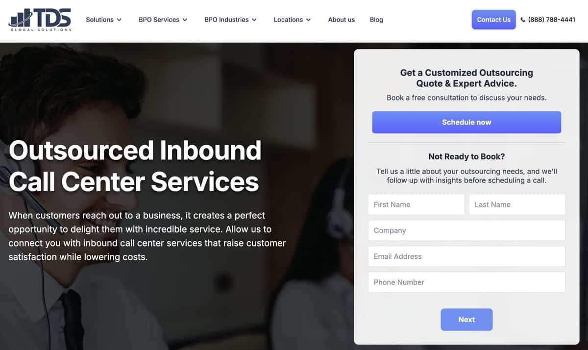 TDS Global Solutions website. testimonial