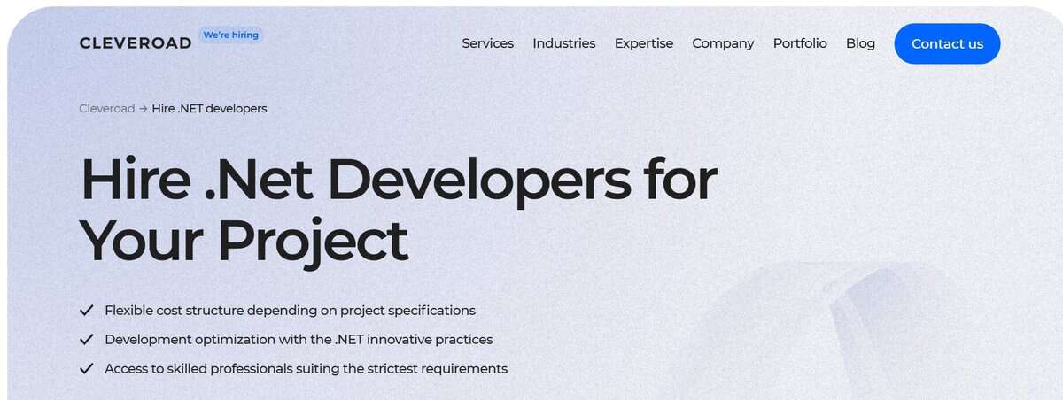 Cleveroad website: Hire .NET developers for your project. testimonial