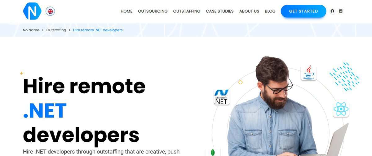 No Name website header: Hire remote .NET developers. testimonial