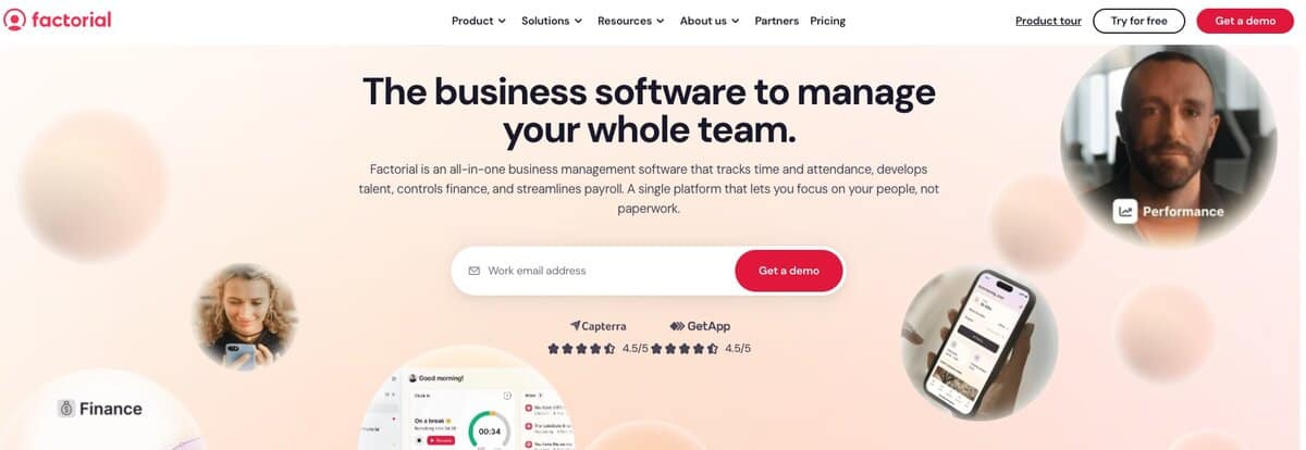 Factorial HR website screen testimonial