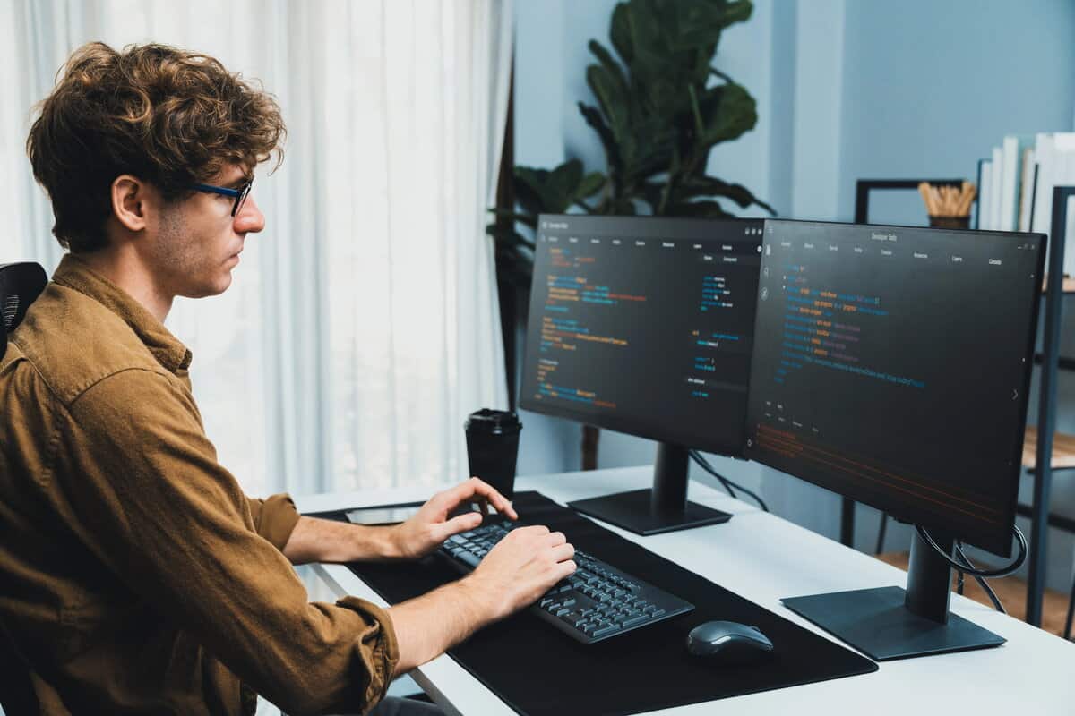 CMS developer working in an office testimonial